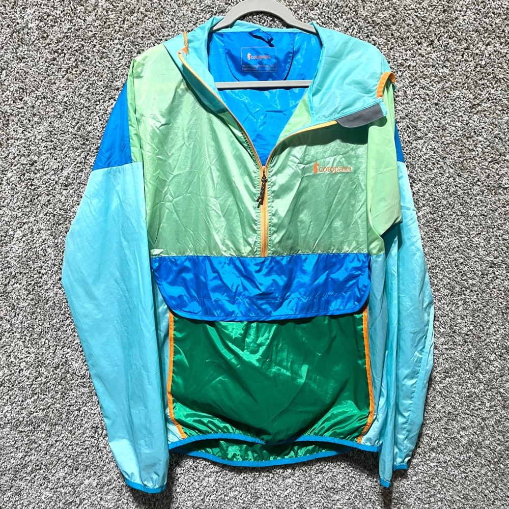 Cotopaxi Jacket Mens Medium Blue/Green/Teal Colorblock Teca Half-Zip Windbreaker